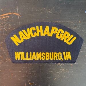Navy Blue Patch with Yellow Embroidered 'NAVYCHAPGRU'